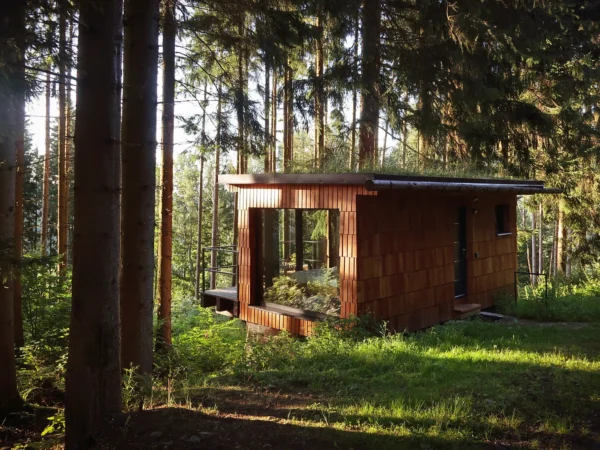 Romantický únik do šumavských lesov: plne vybavený tiny house, raňajky v penzióne